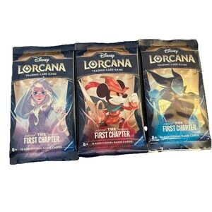 3 Packs THE FIRST CHAPTER Lorcana Booster Packs ART SET Disney TCG NEW SEALED